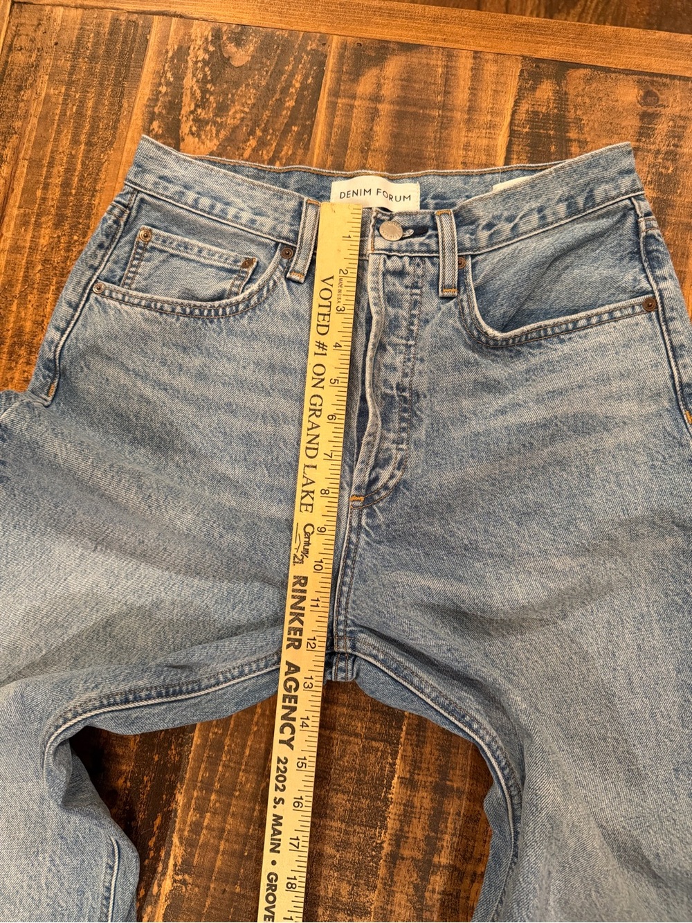 Denim Forum Light Blue High-Rise Straight Jeans - Women's - Picture 8 of 9